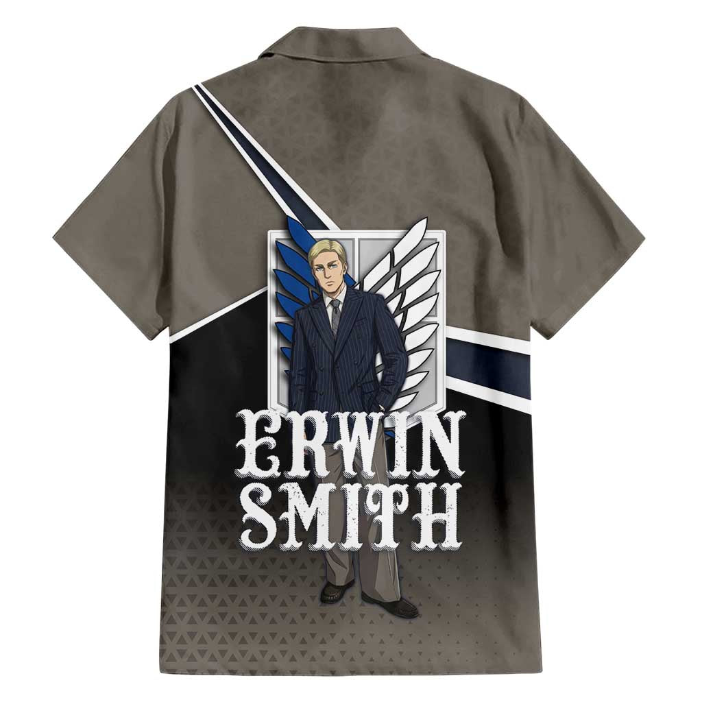 Erwin Smith Attack on Titan Family Matching Puletasi and Hawaiian Shirt Anime Executive Suit Aesthetic