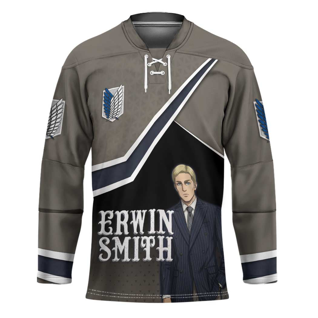 Erwin Smith Attack on Titan Hockey Jersey Anime Executive Suit Aesthetic