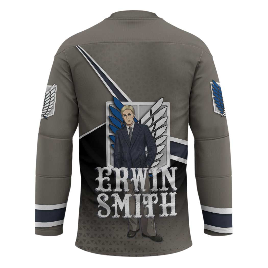 Erwin Smith Attack on Titan Hockey Jersey Anime Executive Suit Aesthetic