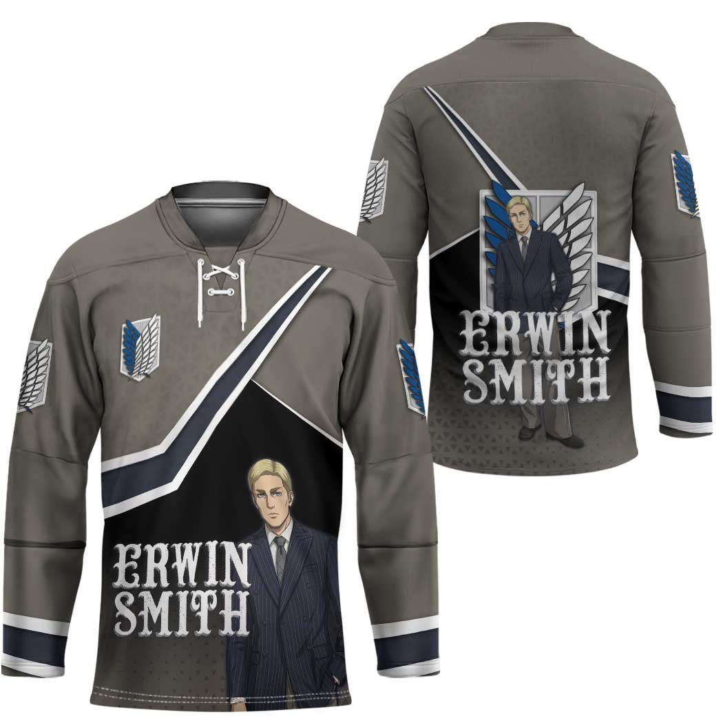 Erwin Smith Attack on Titan Hockey Jersey Anime Executive Suit Aesthetic