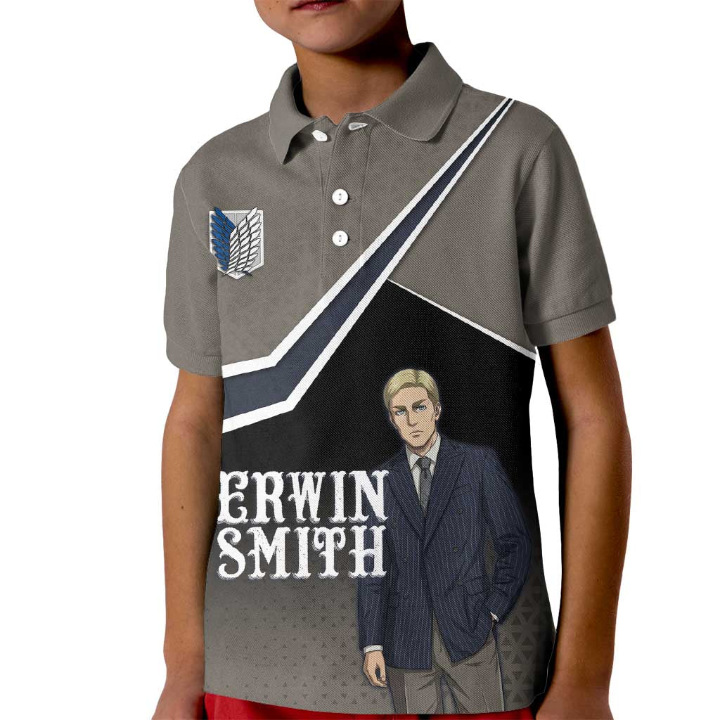 Erwin Smith Attack on Titan Kid Polo Shirt Anime Executive Suit Aesthetic