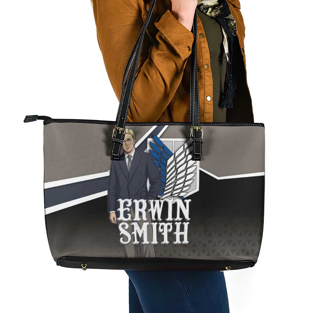 Erwin Smith Attack on Titan Leather Tote Bag Anime Executive Suit Aesthetic