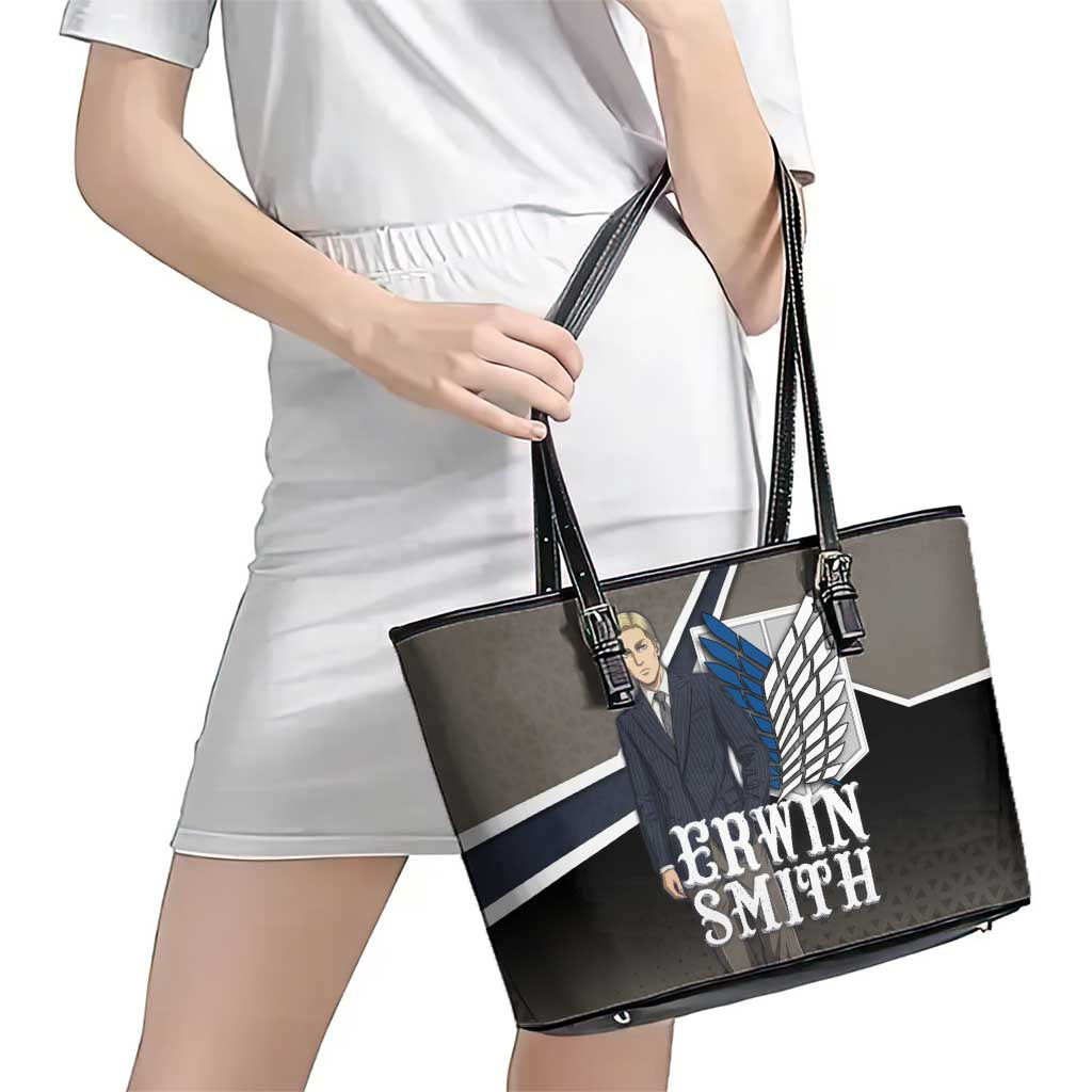 Erwin Smith Attack on Titan Leather Tote Bag Anime Executive Suit Aesthetic