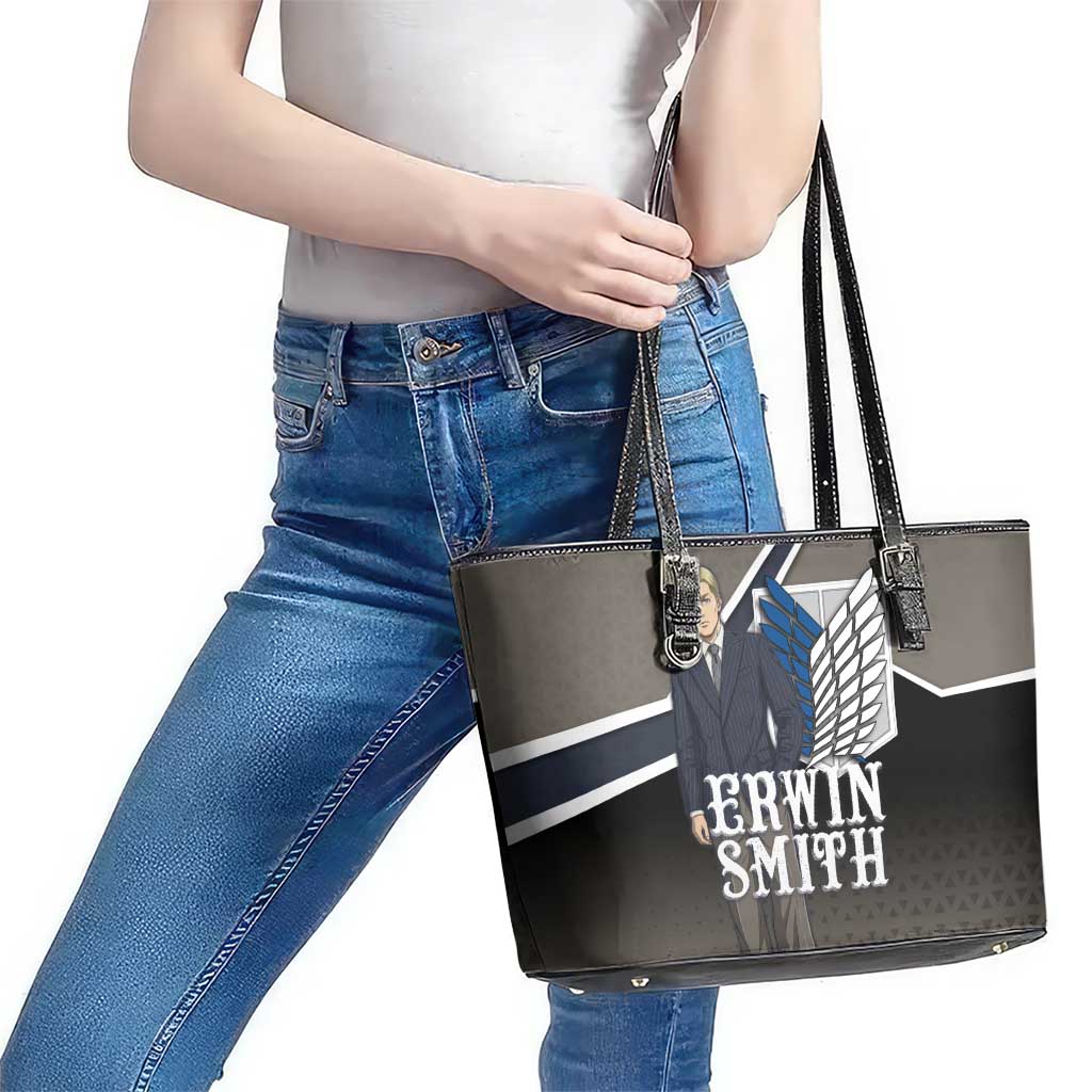 Erwin Smith Attack on Titan Leather Tote Bag Anime Executive Suit Aesthetic