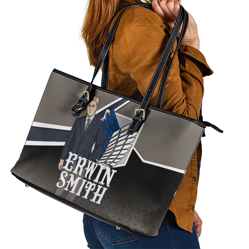 Erwin Smith Attack on Titan Leather Tote Bag Anime Executive Suit Aesthetic