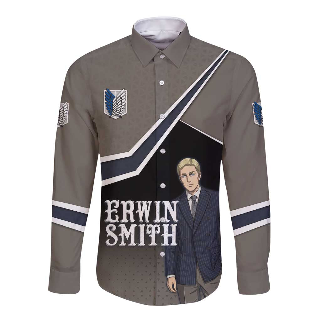 Erwin Smith Attack on Titan Long Sleeve Button Shirt Anime Executive Suit Aesthetic