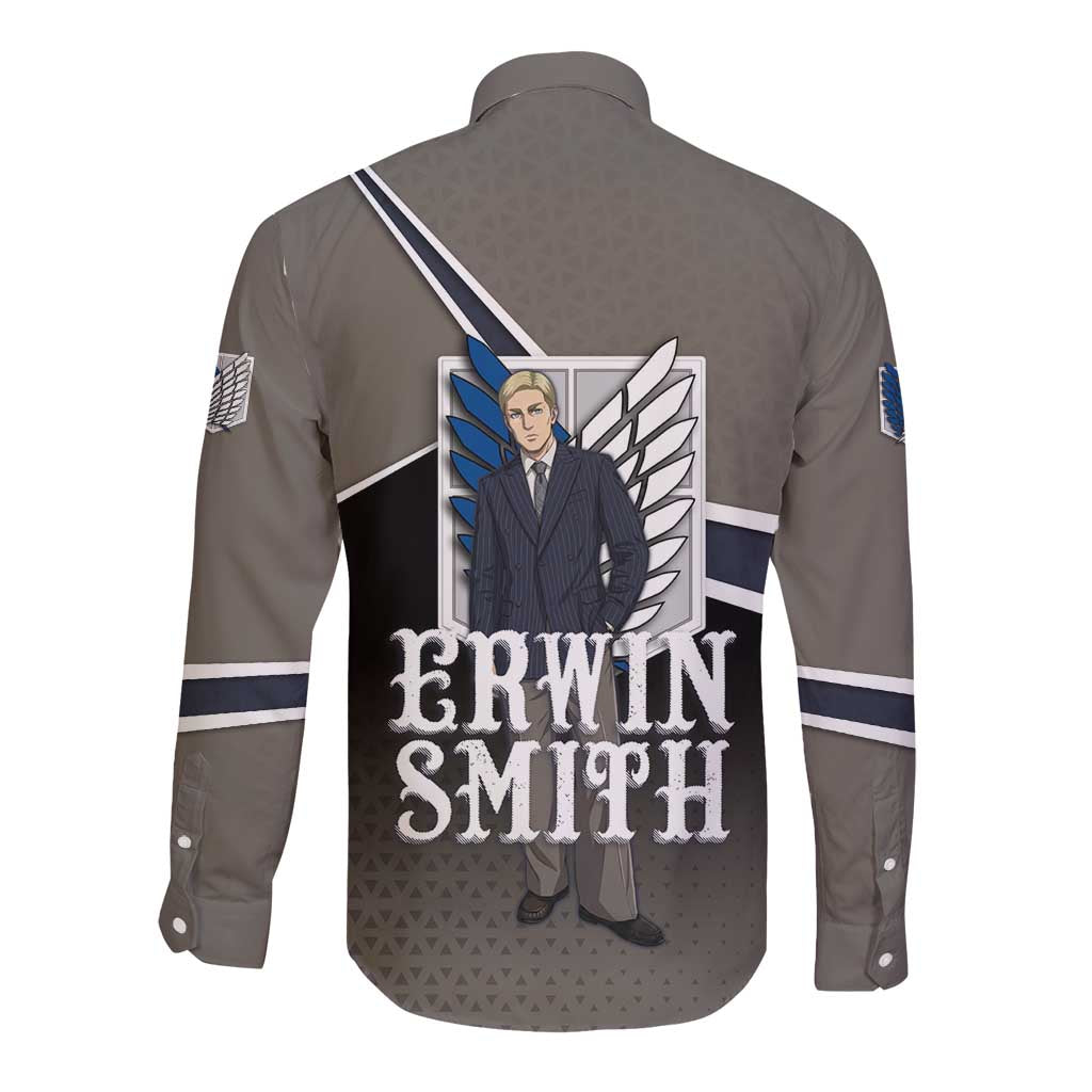 Erwin Smith Attack on Titan Long Sleeve Button Shirt Anime Executive Suit Aesthetic