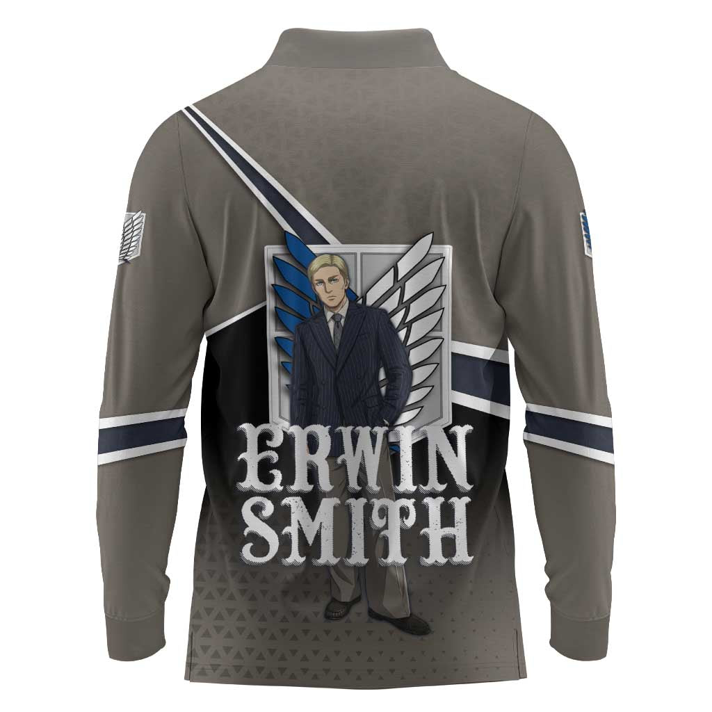 Erwin Smith Attack on Titan Long Sleeve Polo Shirt Anime Executive Suit Aesthetic