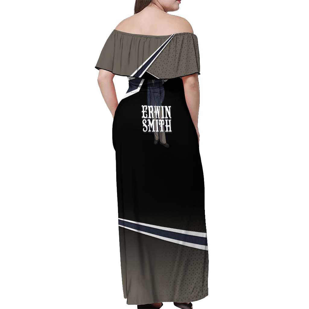 Erwin Smith Attack on Titan Off Shoulder Maxi Dress Anime Executive Suit Aesthetic