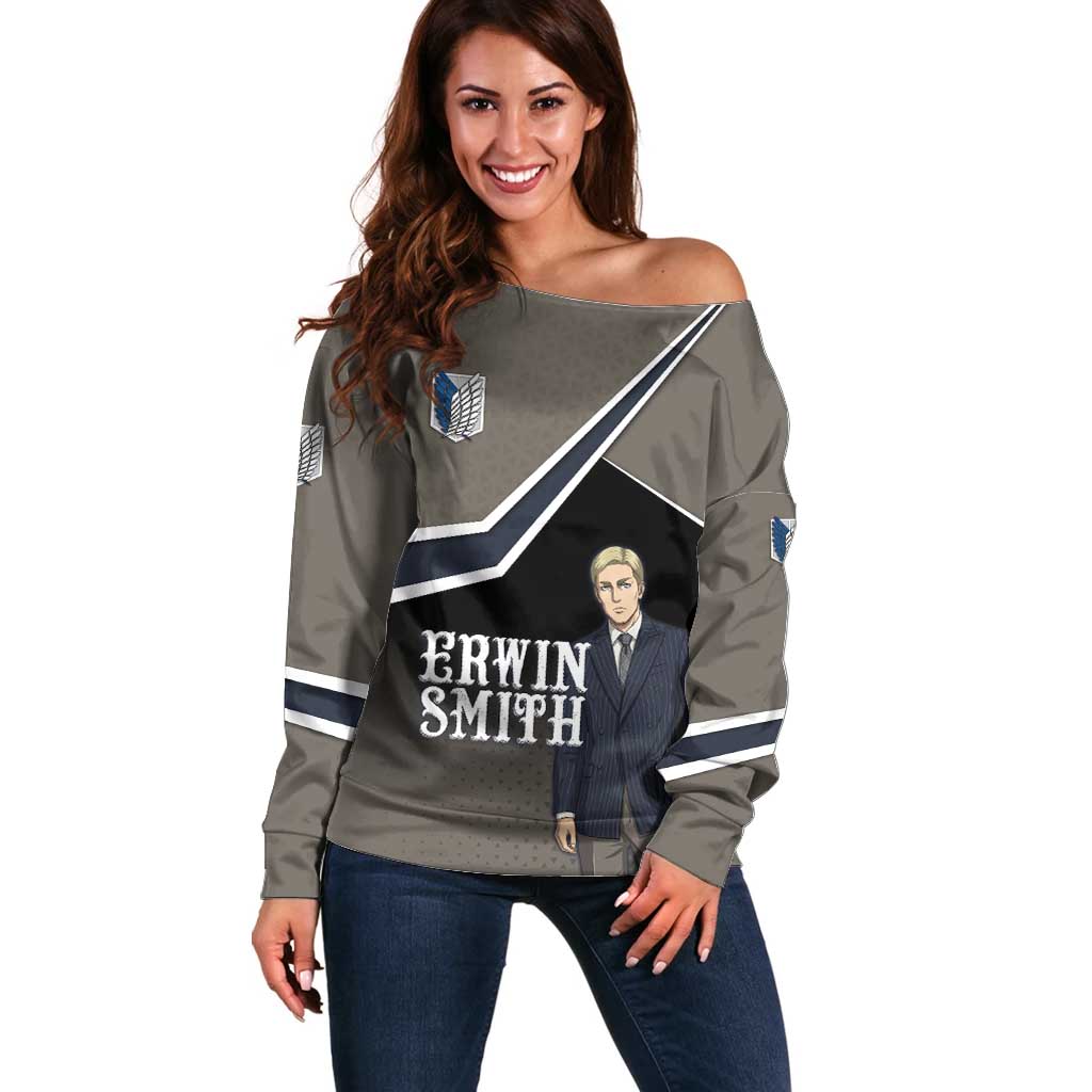Erwin Smith Attack on Titan Off Shoulder Sweater Anime Executive Suit Aesthetic