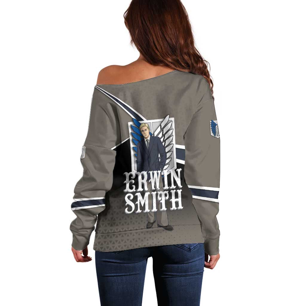 Erwin Smith Attack on Titan Off Shoulder Sweater Anime Executive Suit Aesthetic