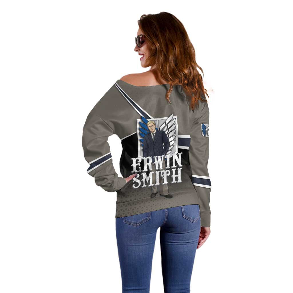Erwin Smith Attack on Titan Off Shoulder Sweater Anime Executive Suit Aesthetic