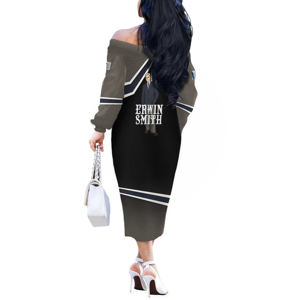 Erwin Smith Attack on Titan Off The Shoulder Long Sleeve Dress Anime Executive Suit Aesthetic