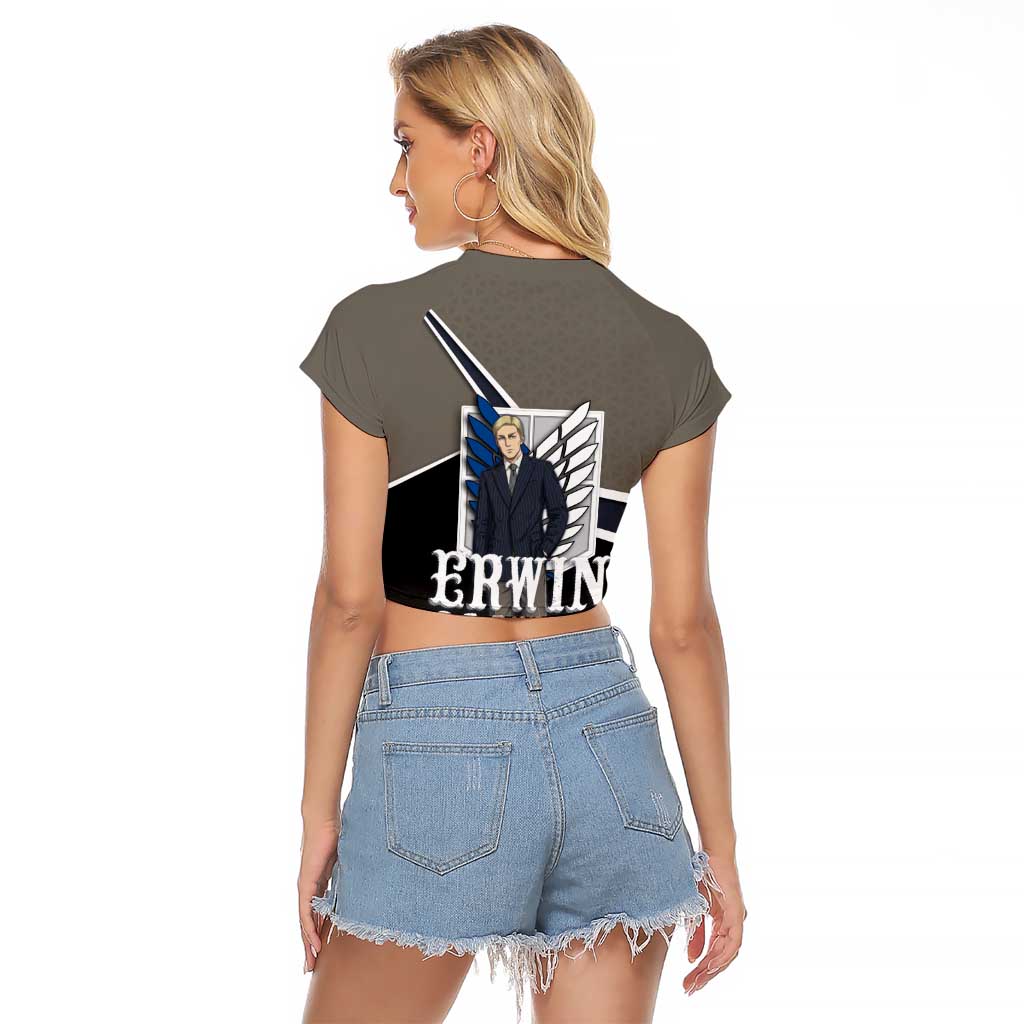 Erwin Smith Attack on Titan Raglan Cropped T Shirt Anime Executive Suit Aesthetic