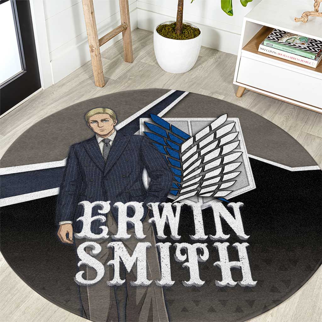 Erwin Smith Attack on Titan Round Carpet Anime Executive Suit Aesthetic