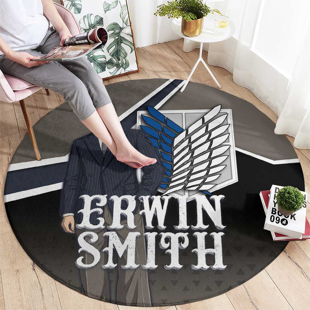 Erwin Smith Attack on Titan Round Carpet Anime Executive Suit Aesthetic