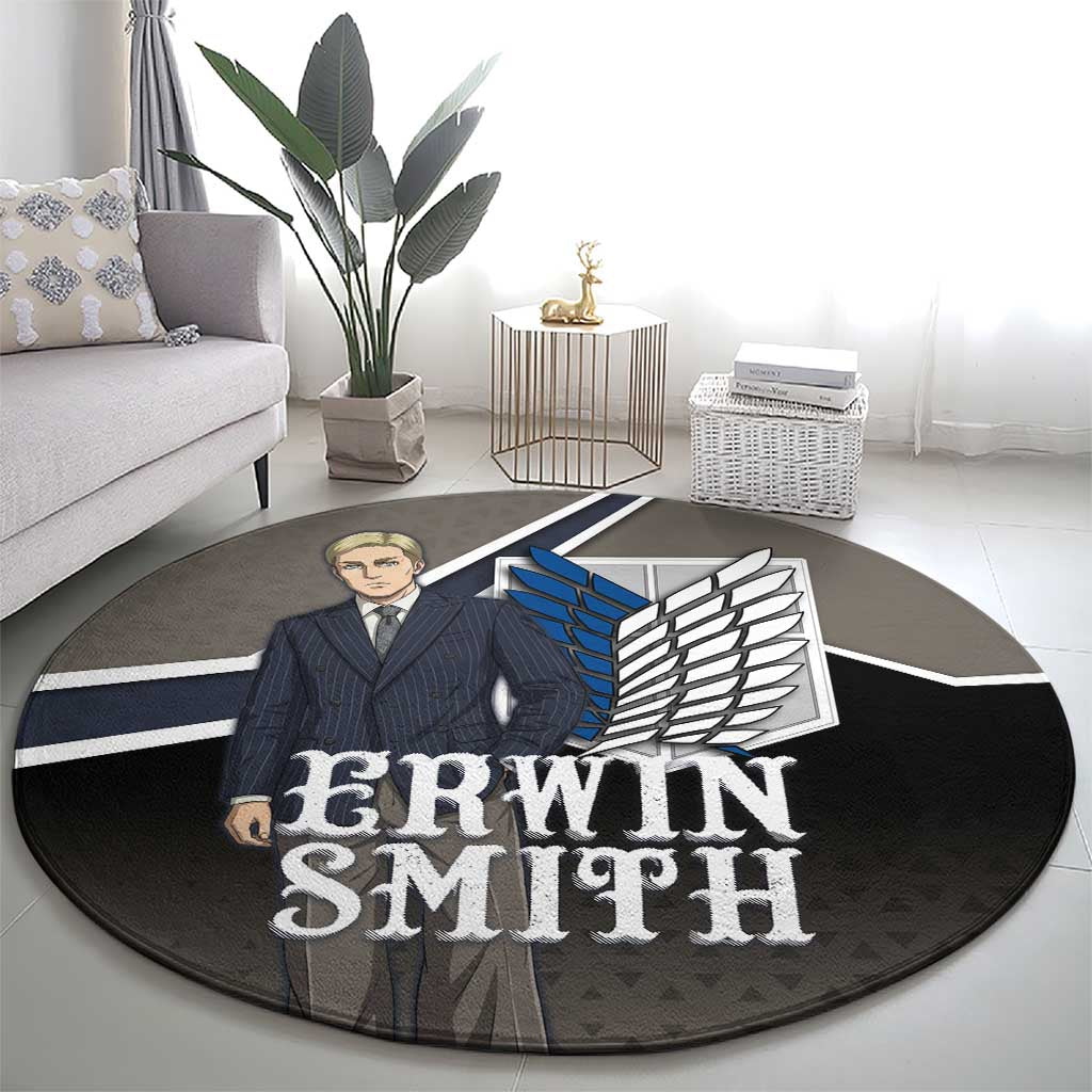 Erwin Smith Attack on Titan Round Carpet Anime Executive Suit Aesthetic