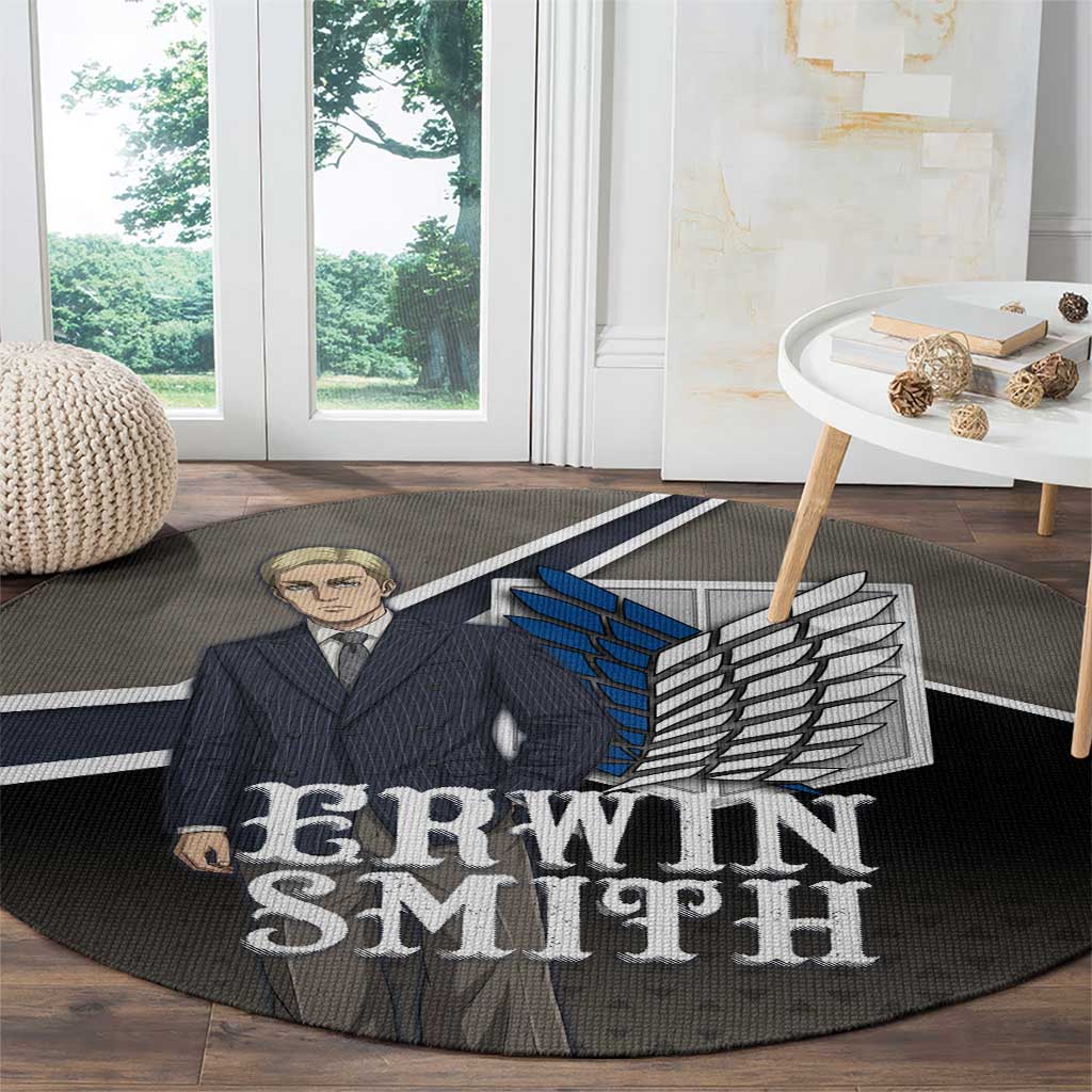 Erwin Smith Attack on Titan Round Carpet Anime Executive Suit Aesthetic
