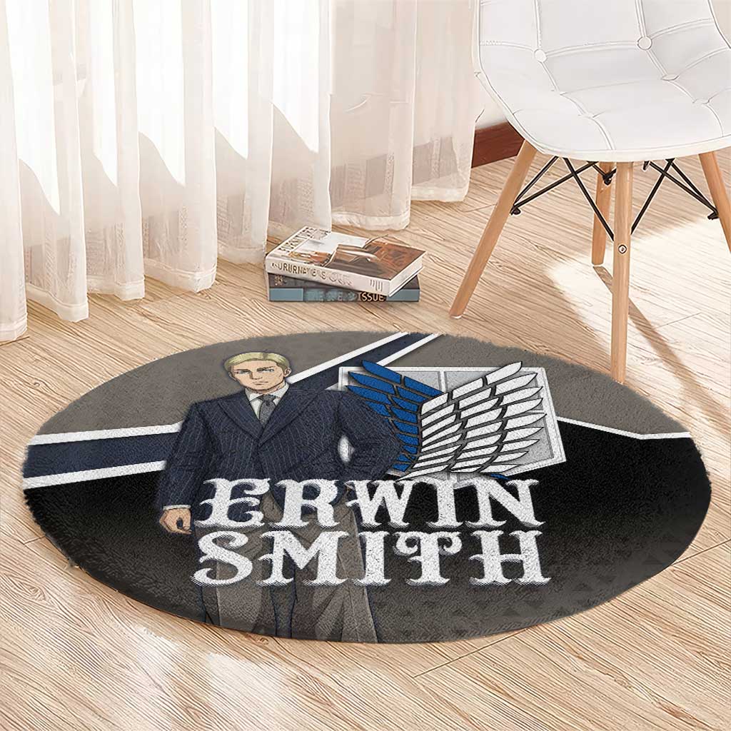 Erwin Smith Attack on Titan Round Carpet Anime Executive Suit Aesthetic