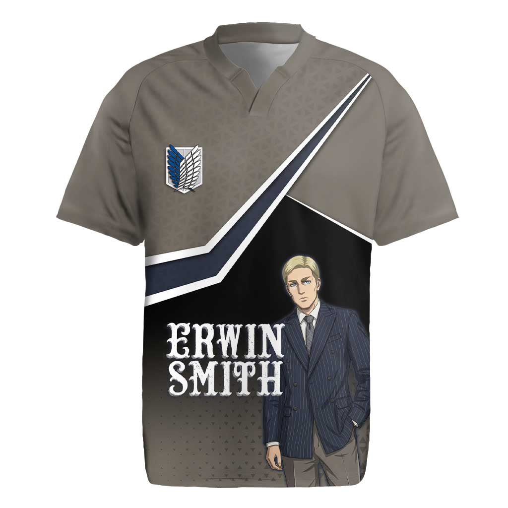 Erwin Smith Attack on Titan Rugby Jersey Anime Executive Suit Aesthetic