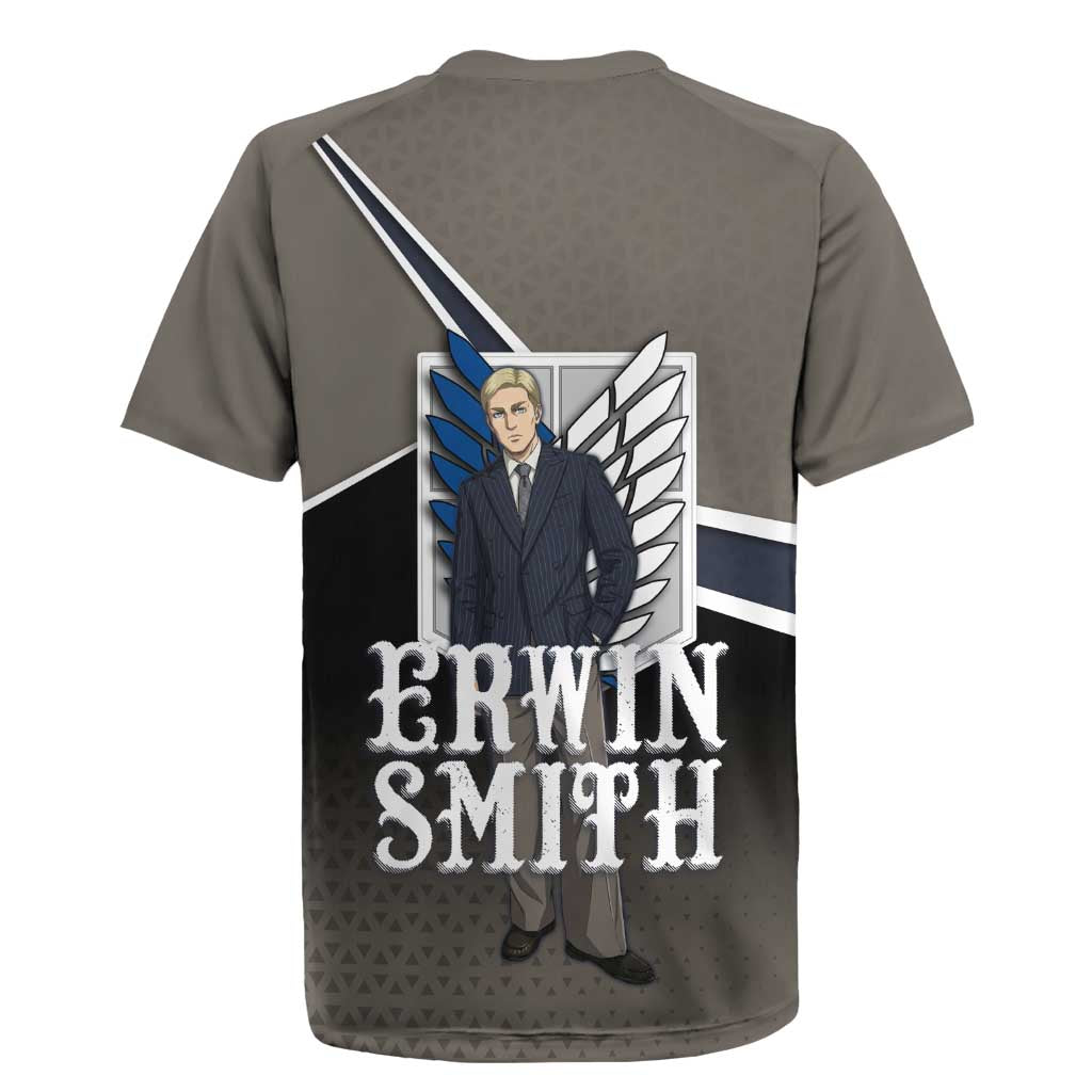Erwin Smith Attack on Titan Rugby Jersey Anime Executive Suit Aesthetic