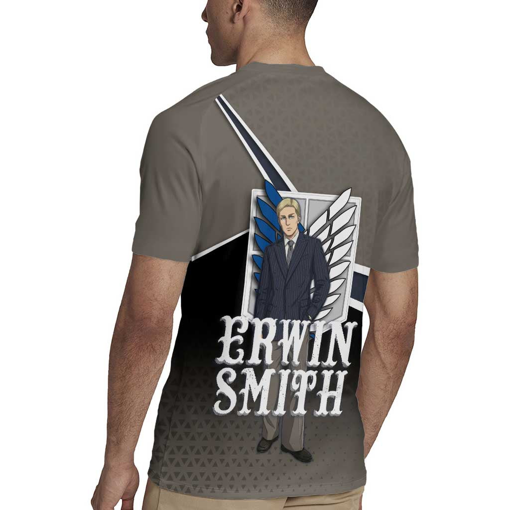 Erwin Smith Attack on Titan Rugby Jersey Anime Executive Suit Aesthetic