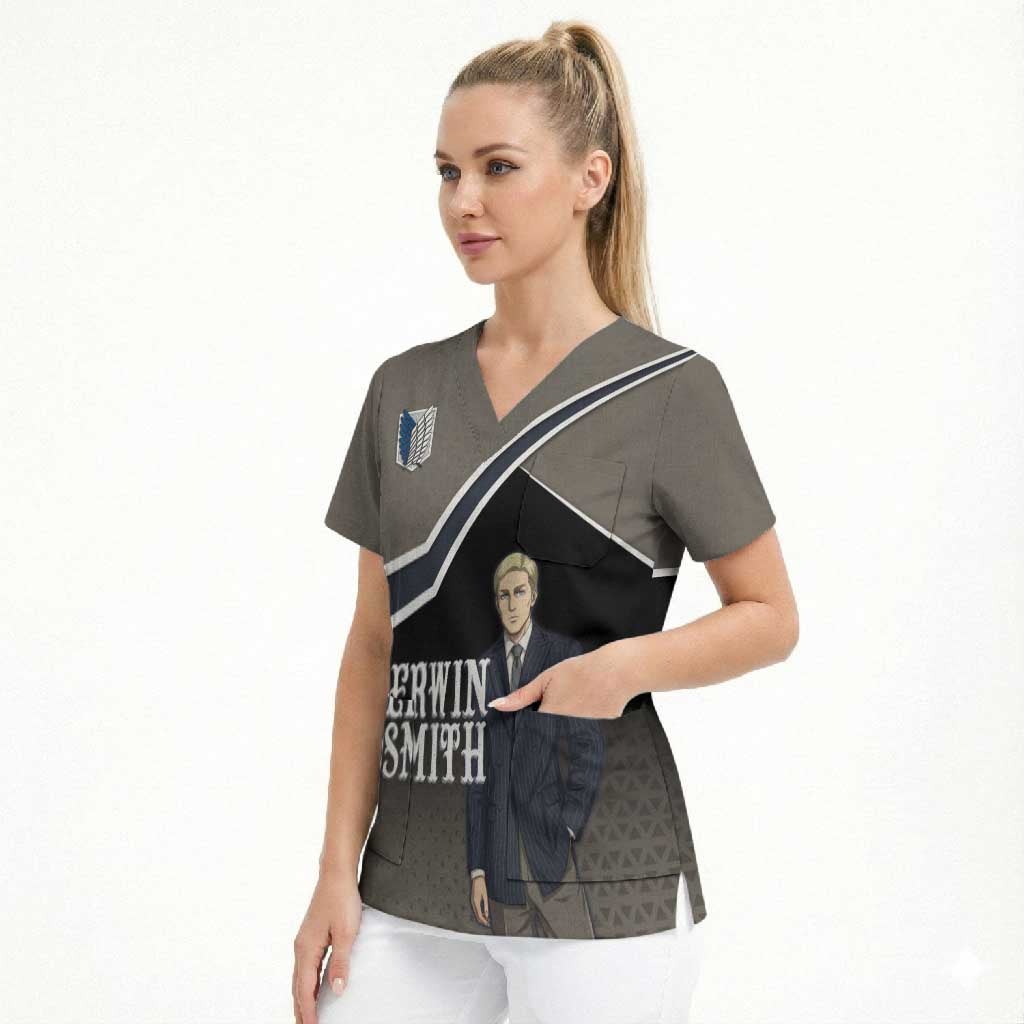Erwin Smith Attack on Titan Scrub Top Anime Executive Suit Aesthetic