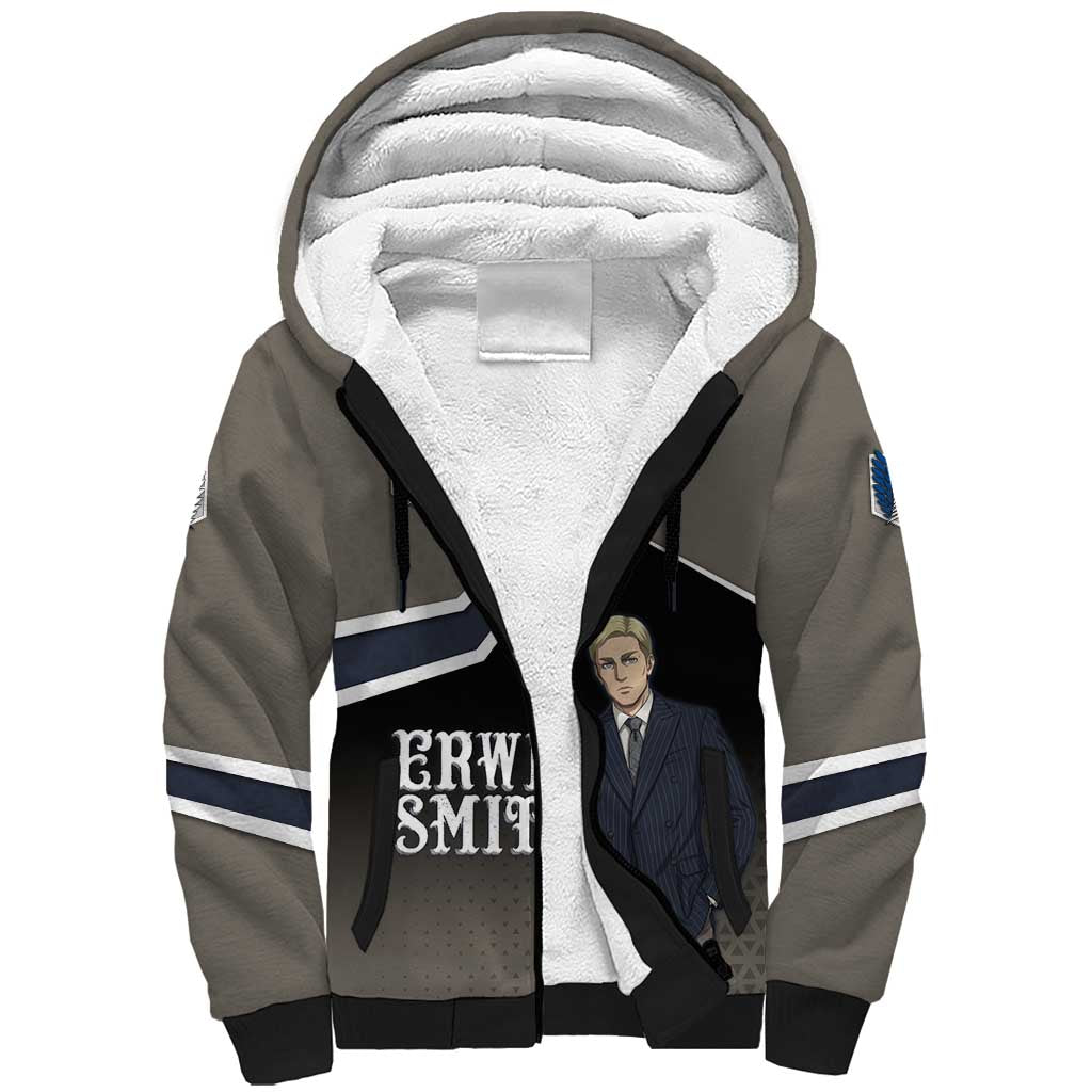 Erwin Smith Attack on Titan Sherpa Hoodie Anime Executive Suit Aesthetic