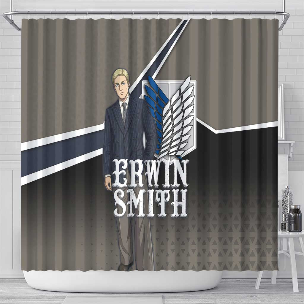 Erwin Smith Attack on Titan Shower Curtain Anime Executive Suit Aesthetic