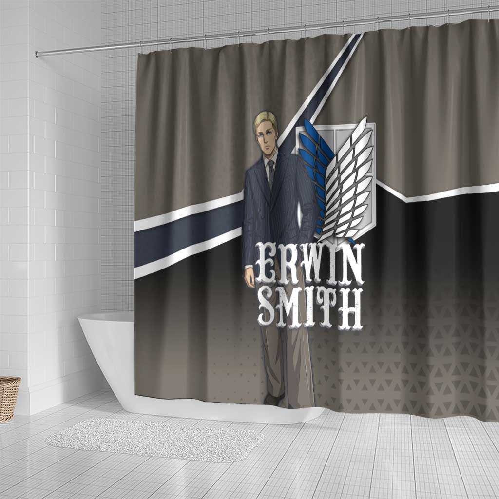 Erwin Smith Attack on Titan Shower Curtain Anime Executive Suit Aesthetic
