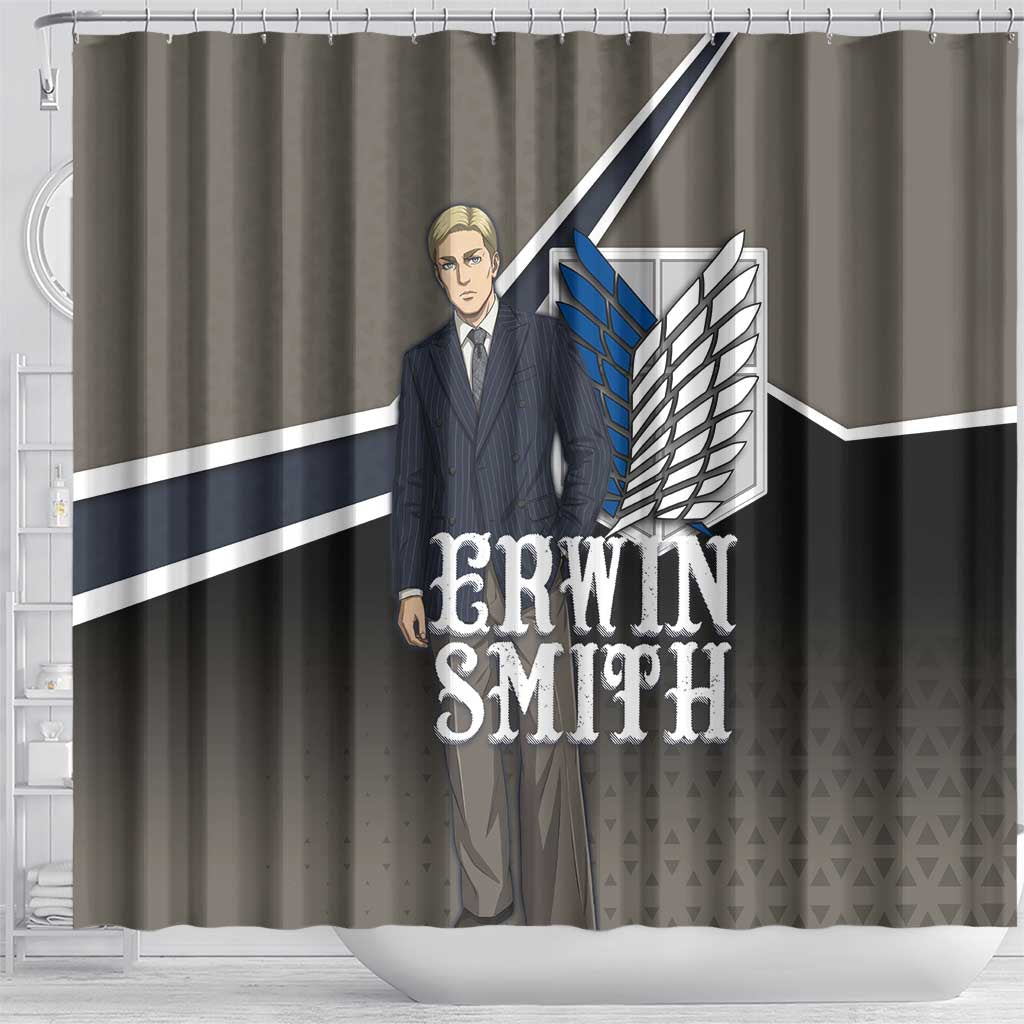Erwin Smith Attack on Titan Shower Curtain Anime Executive Suit Aesthetic
