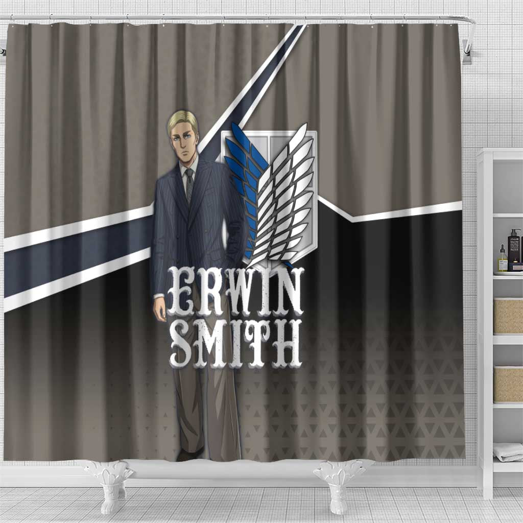 Erwin Smith Attack on Titan Shower Curtain Anime Executive Suit Aesthetic