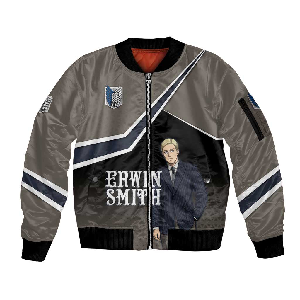Erwin Smith Attack on Titan Sleeve Zip Bomber Jacket Anime Executive Suit Aesthetic