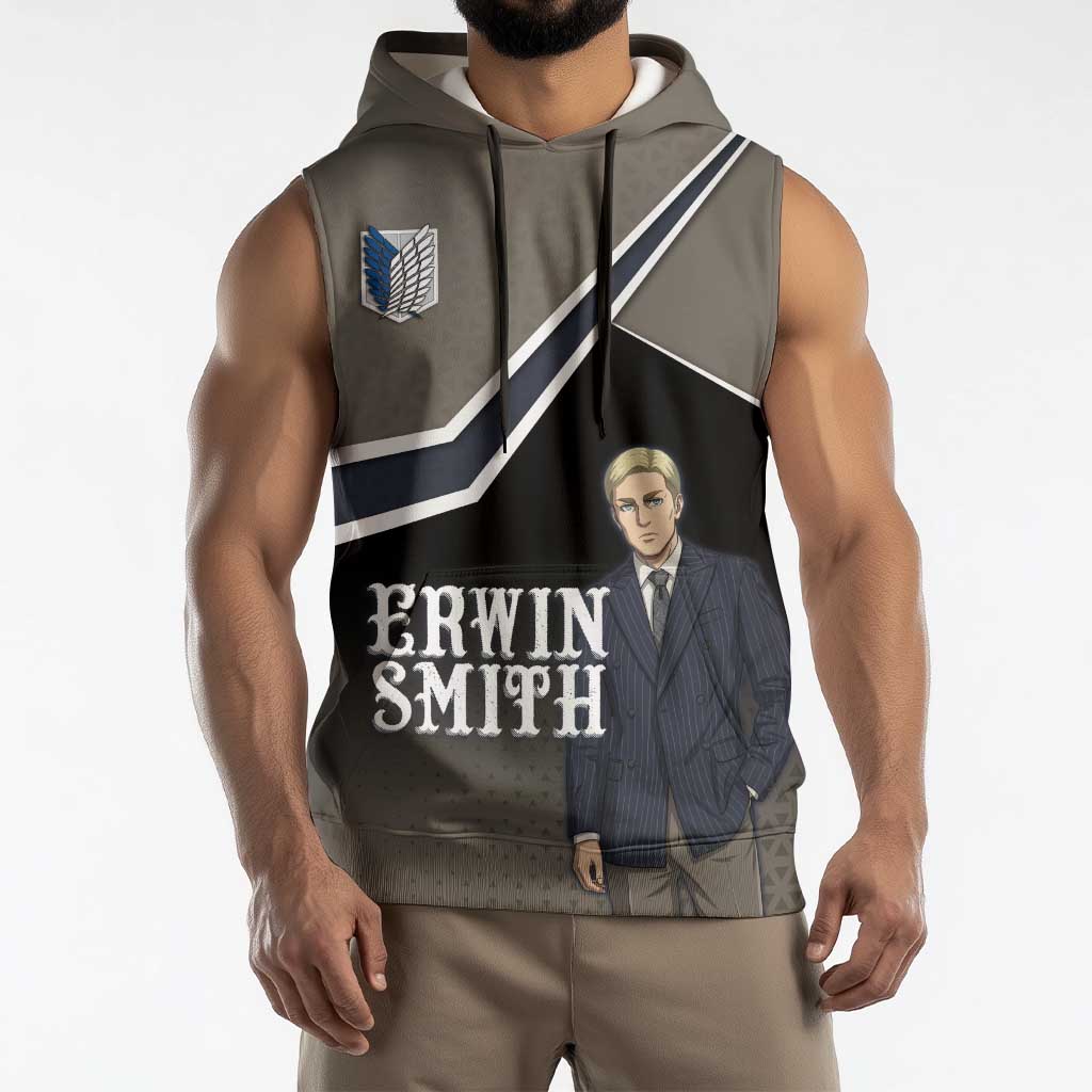 Erwin Smith Attack on Titan Sleeveless Hoodie Anime Executive Suit Aesthetic