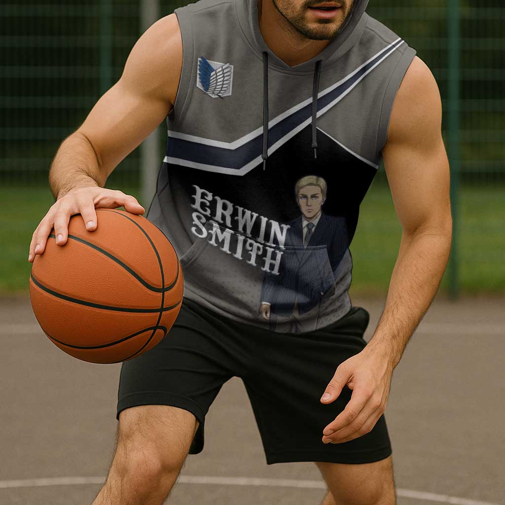 Erwin Smith Attack on Titan Sleeveless Hoodie Anime Executive Suit Aesthetic