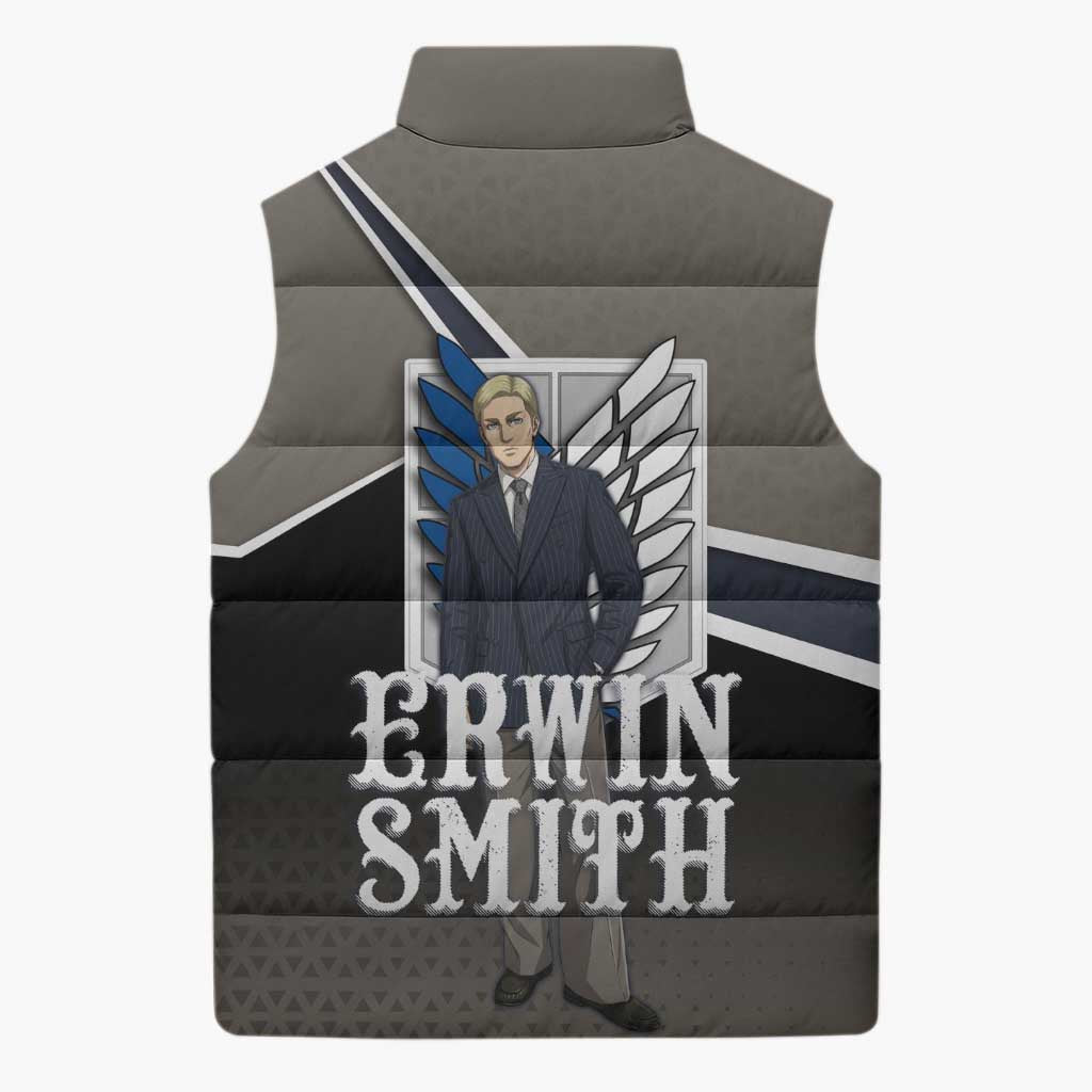 Erwin Smith Attack on Titan Sleeveless Puffer Jacket Anime Executive Suit Aesthetic