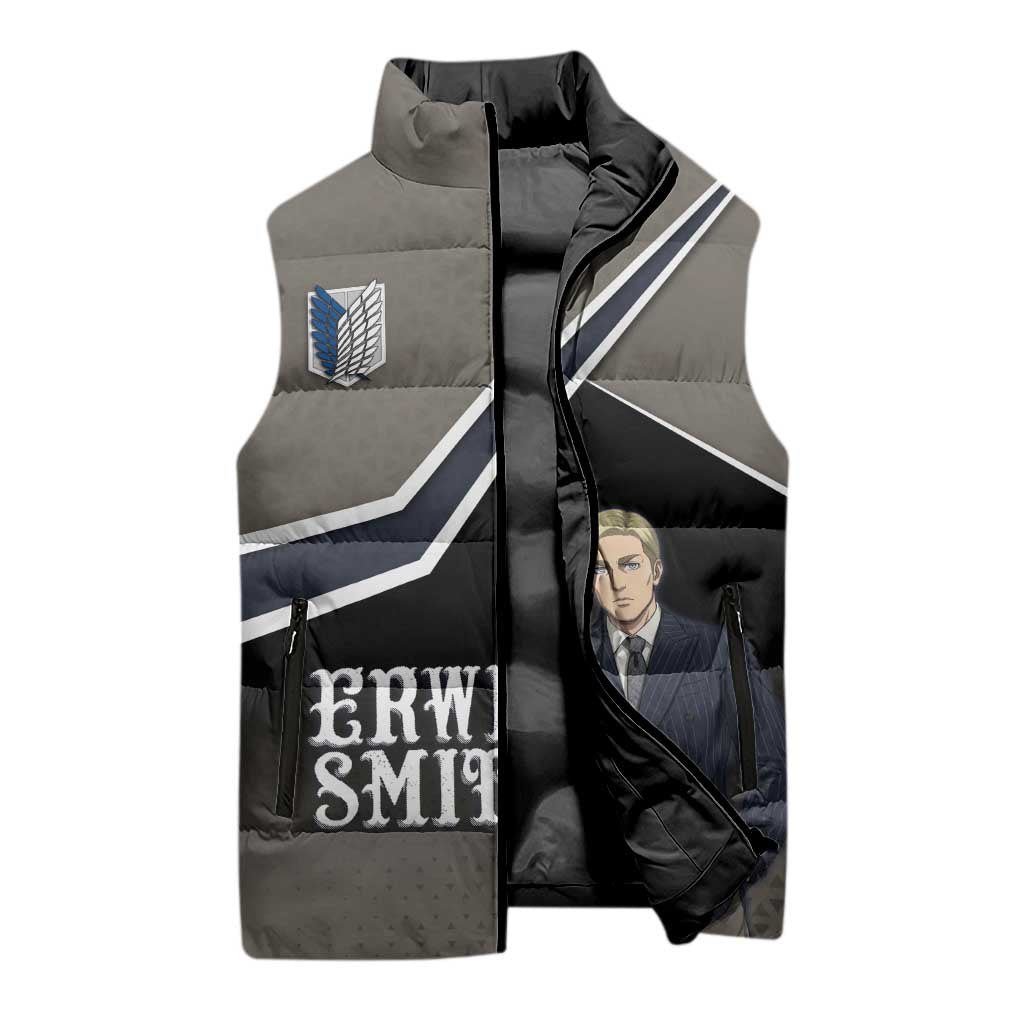 Erwin Smith Attack on Titan Sleeveless Puffer Jacket Anime Executive Suit Aesthetic