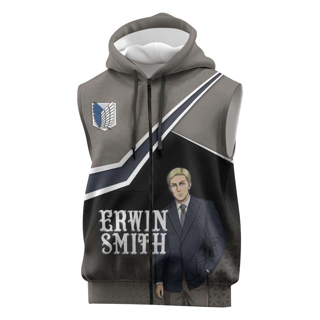 Erwin Smith Attack on Titan Sleeveless Zip Hoodie Anime Executive Suit Aesthetic