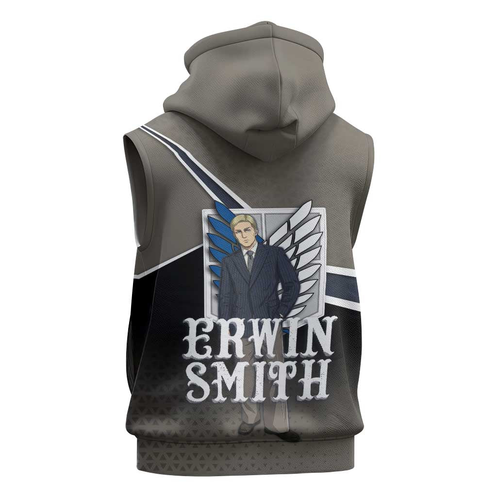 Erwin Smith Attack on Titan Sleeveless Zip Hoodie Anime Executive Suit Aesthetic