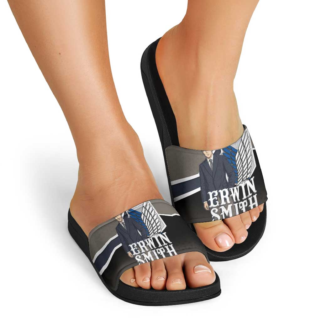 Erwin Smith Attack on Titan Slide Sandals Anime Executive Suit Aesthetic