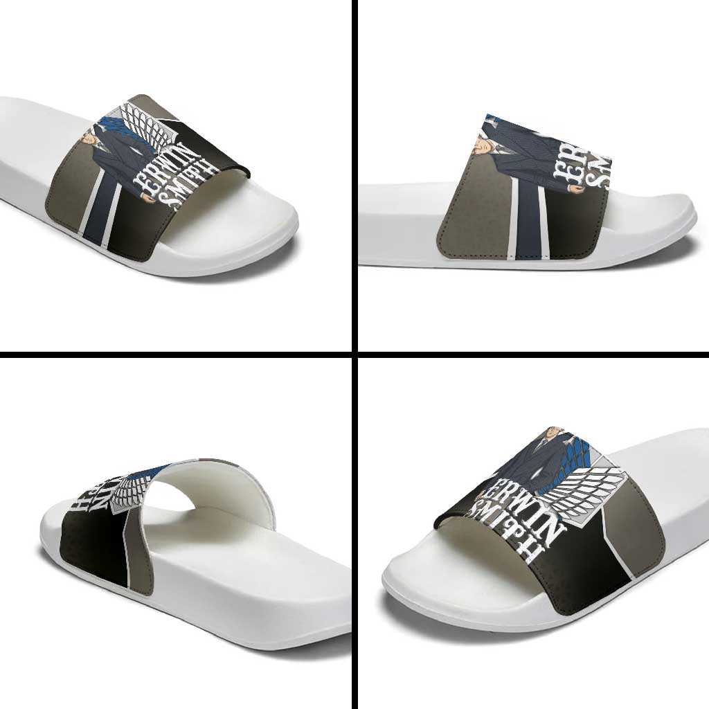 Erwin Smith Attack on Titan Slide Sandals Anime Executive Suit Aesthetic