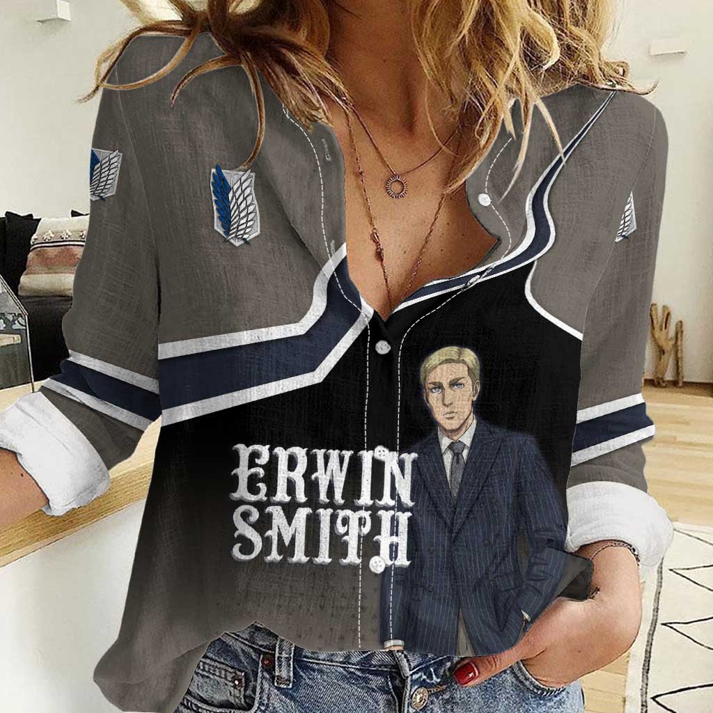 Erwin Smith Attack on Titan Women Casual Shirt Anime Executive Suit Aesthetic