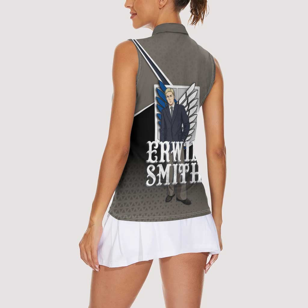 Erwin Smith Attack on Titan Women Sleeveless Polo Shirt Anime Executive Suit Aesthetic