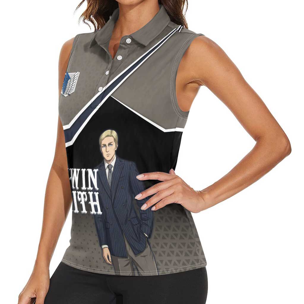 Erwin Smith Attack on Titan Women Sleeveless Polo Shirt Anime Executive Suit Aesthetic