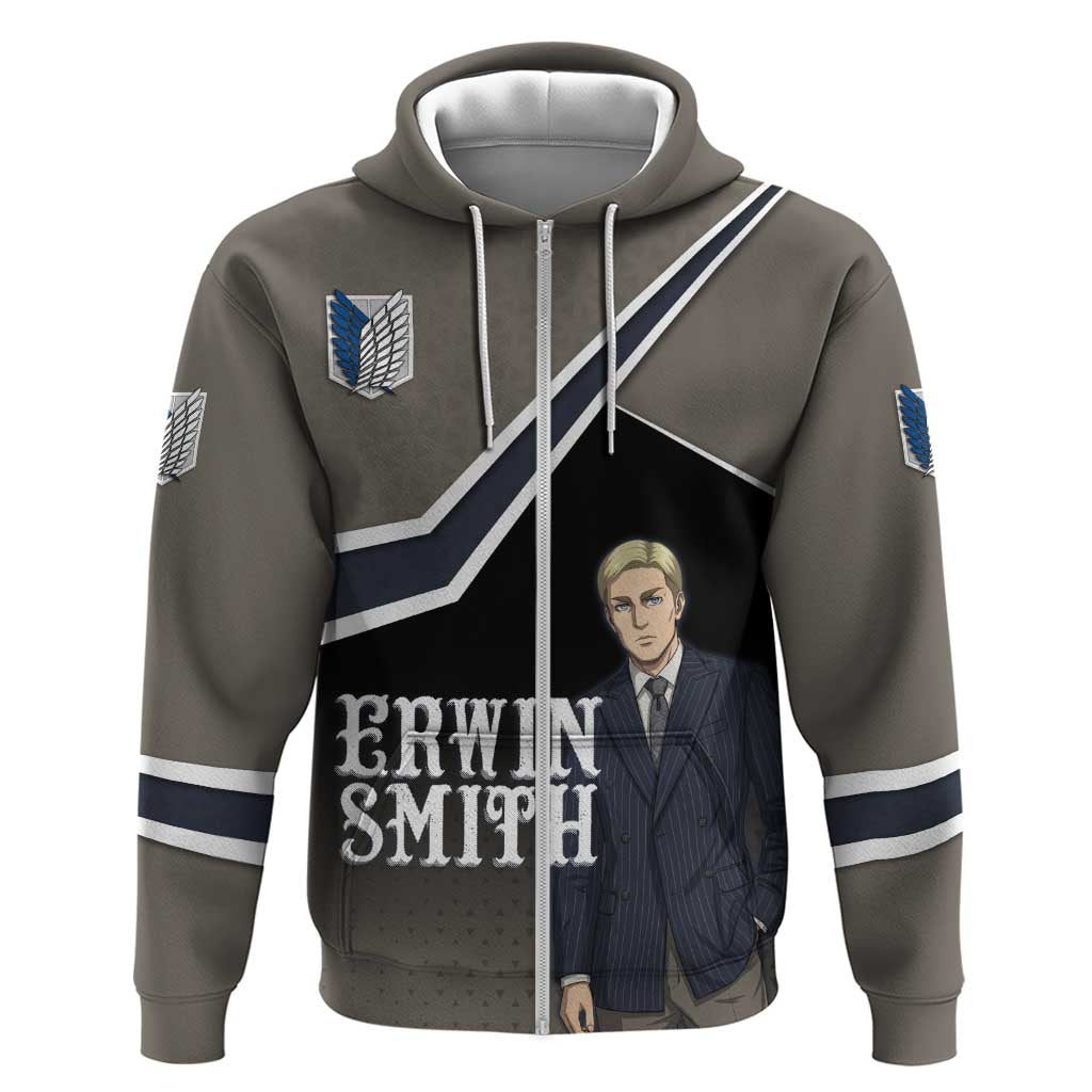Erwin Smith Attack on Titan Zip Hoodie Anime Executive Suit Aesthetic