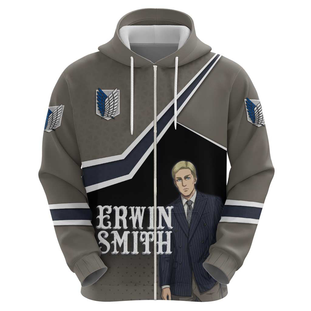 Erwin Smith Attack on Titan Zip Hoodie Anime Executive Suit Aesthetic