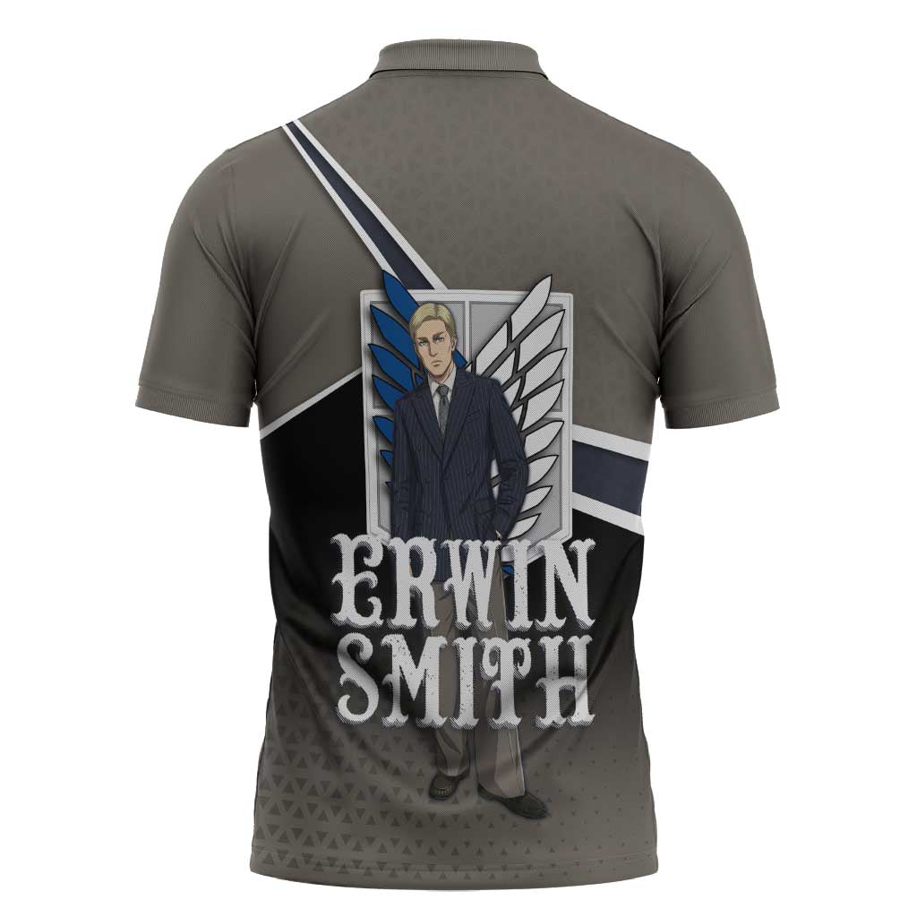 Erwin Smith Attack on Titan Zipper Polo Shirt Anime Executive Suit Aesthetic