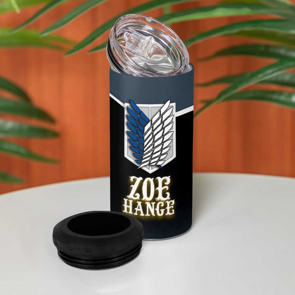 Zoe Hange Attack on Titan 4 in 1 Can Cooler Tumbler Anime Urban Chic Illustration