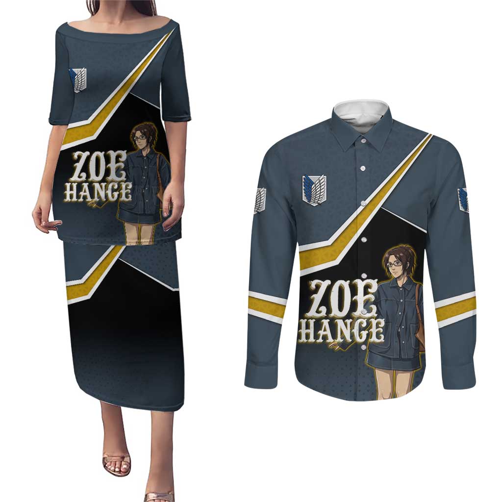 Zoe Hange Attack on Titan Couples Matching Puletasi and Long Sleeve Button Shirt Anime Urban Chic Illustration