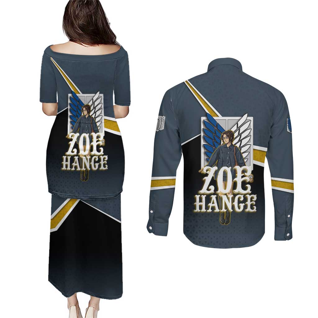 Zoe Hange Attack on Titan Couples Matching Puletasi and Long Sleeve Button Shirt Anime Urban Chic Illustration
